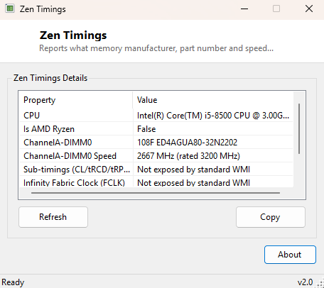 Zen Timings main window