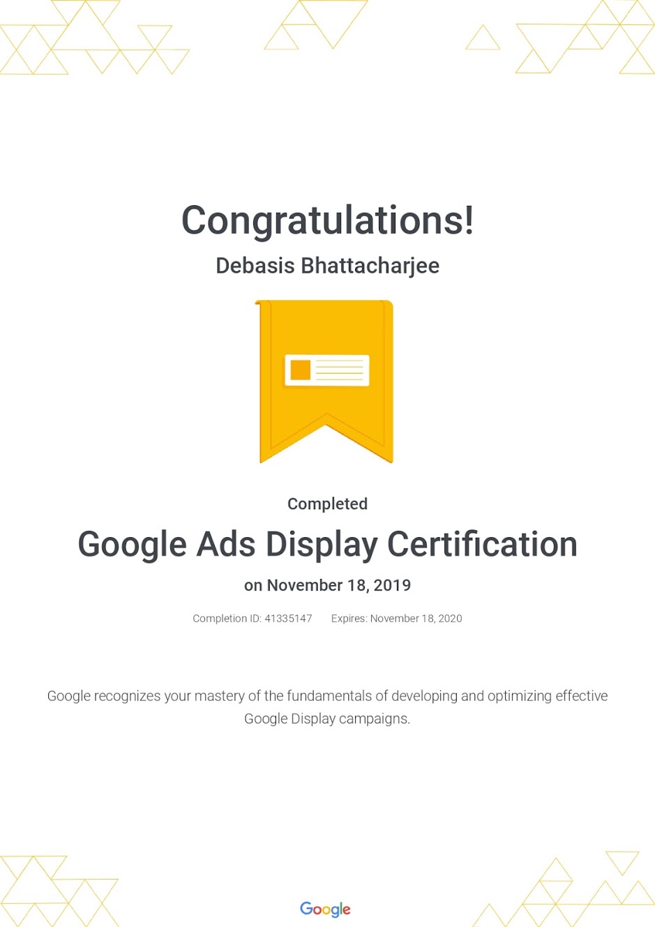Google Ads Display Certification