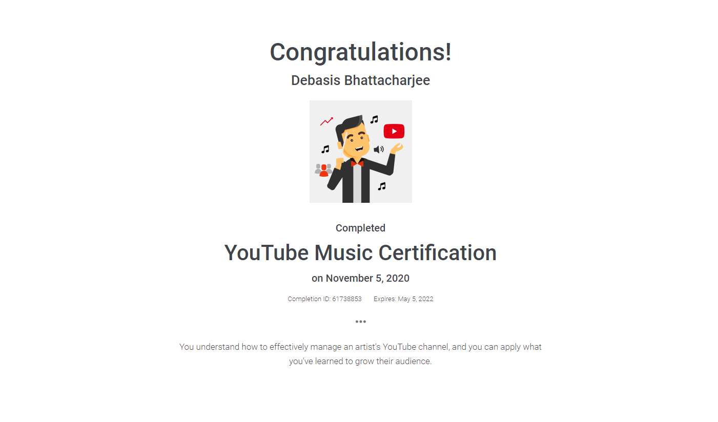 YouTube Music Certification
