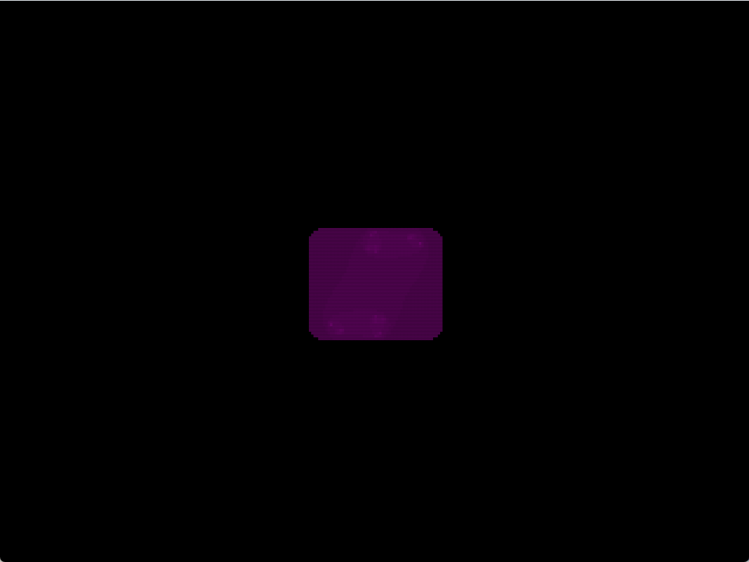 A purple rectangular viewing area in the middle of a black screen