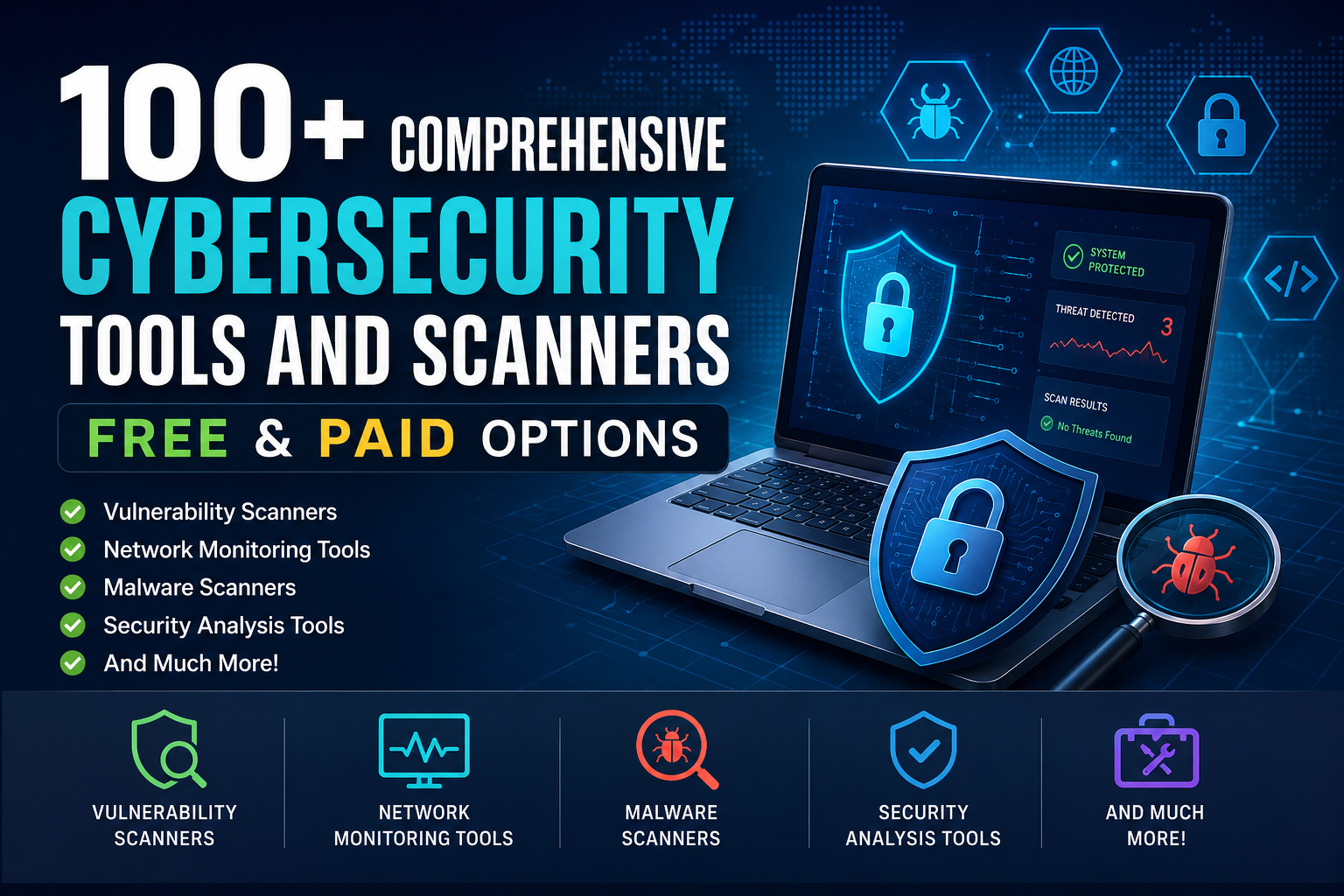 100+ Comprehensive Cybersecurity Tools and Scanners – Free & Paid Options