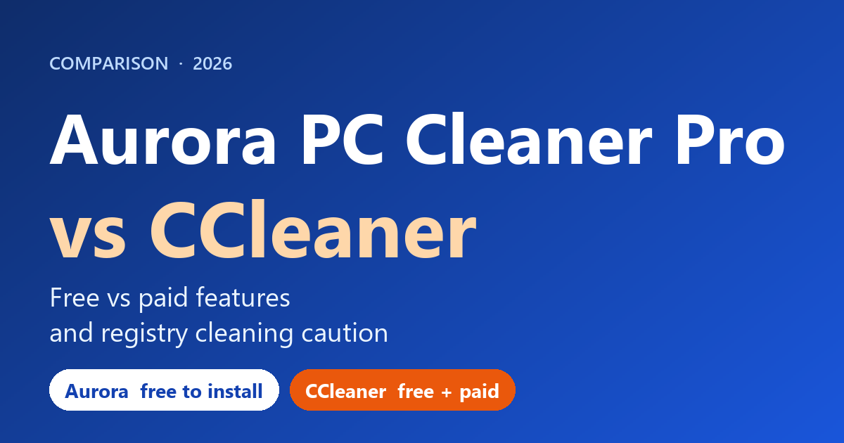 Aurora PC Cleaner Pro vs CCleaner (2026): Features and Prices