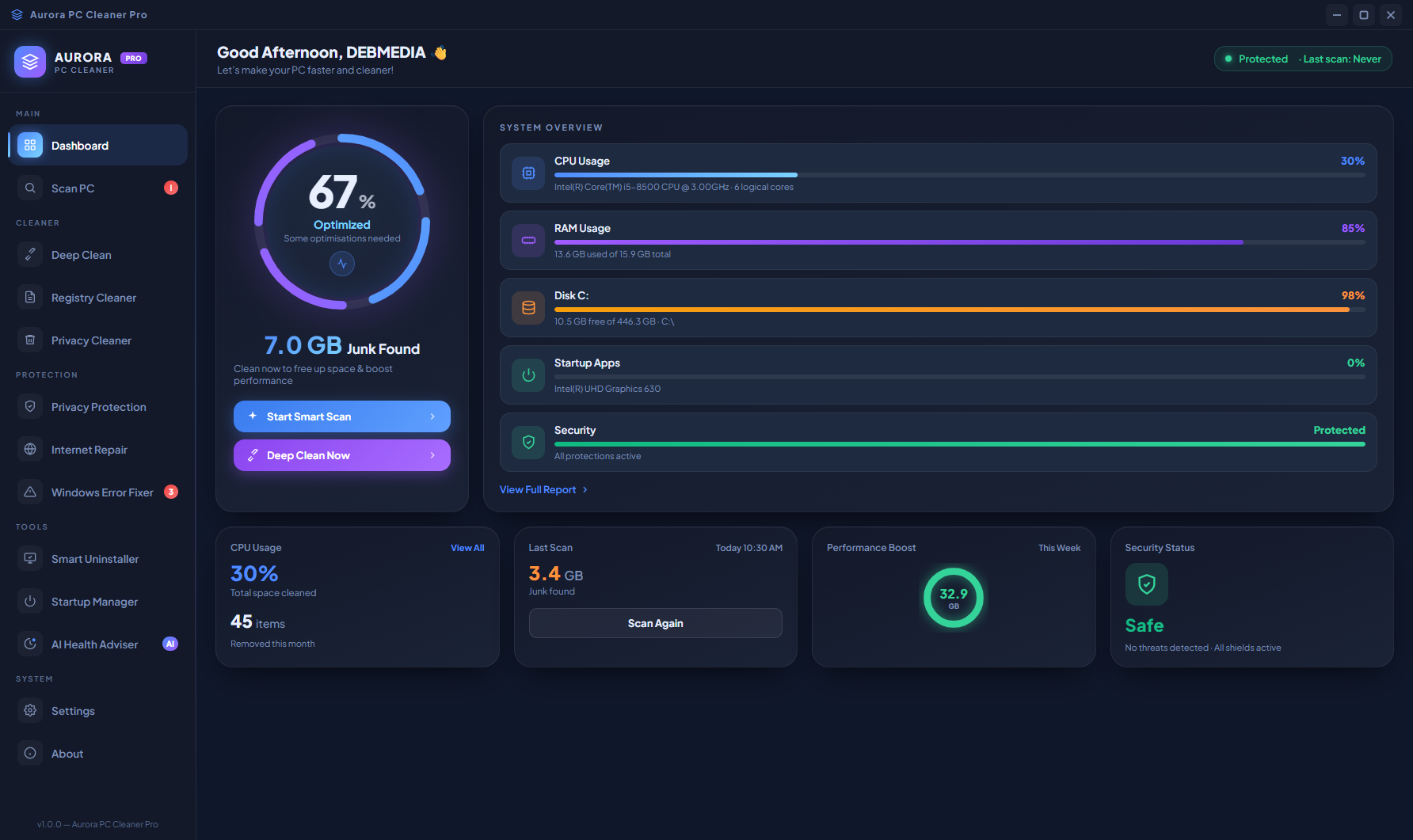 Aurora PC Cleaner Pro