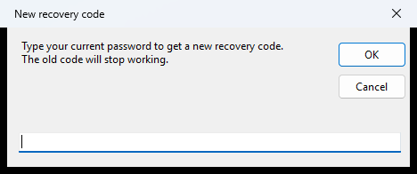 Debmedia Accounts New Recovery Code: The New Recovery Code prompt: type your current password to be issued a fresh one-time recovery code.