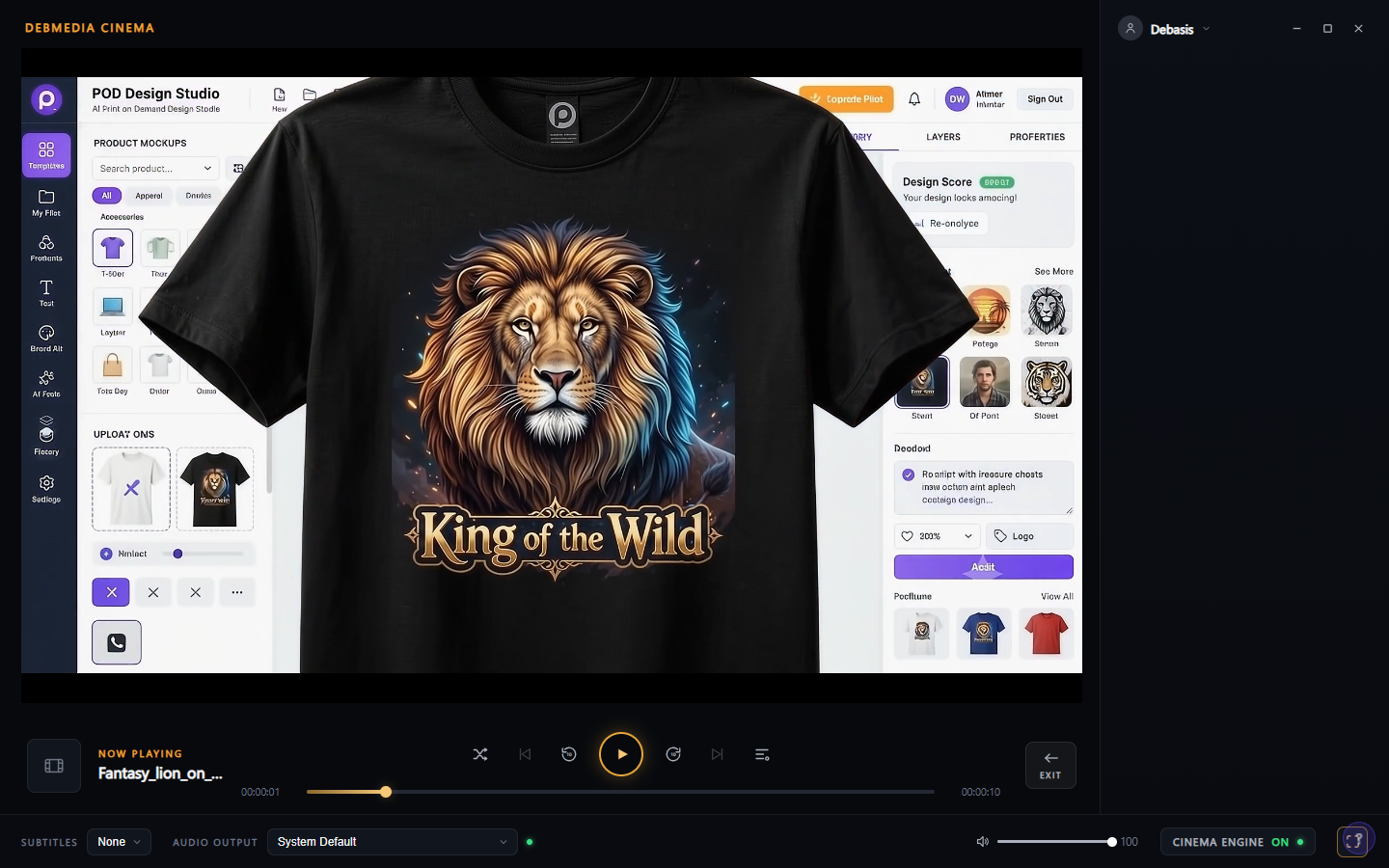 Debmedia Cinema in expanded view with the sidebar collapsed and the video occupying a larger portion of the screen