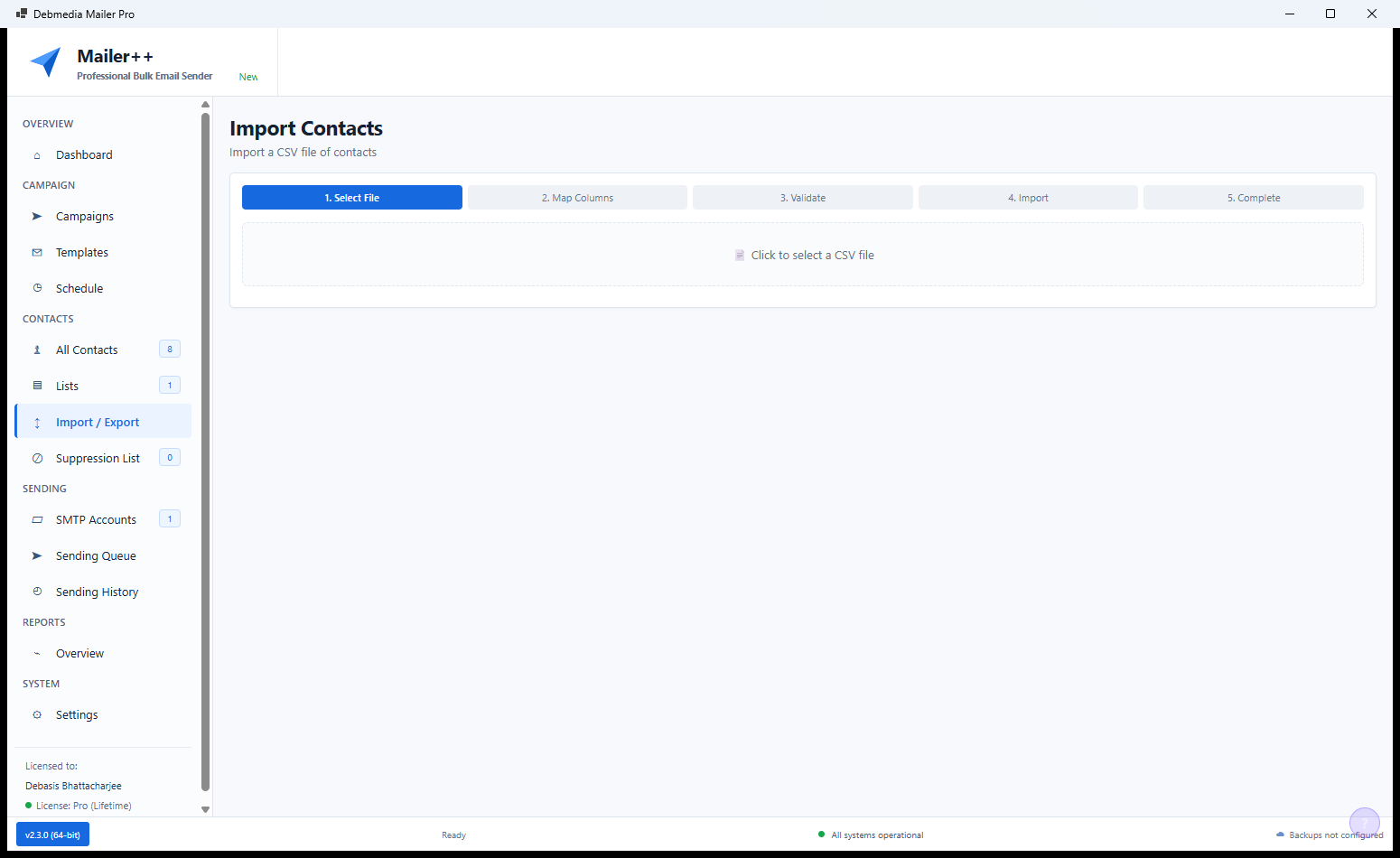 Mailer++ Unsubscribers tab showing the list of contacts who have opted out with their email, date of unsubscribe and the list they unsubscribed from