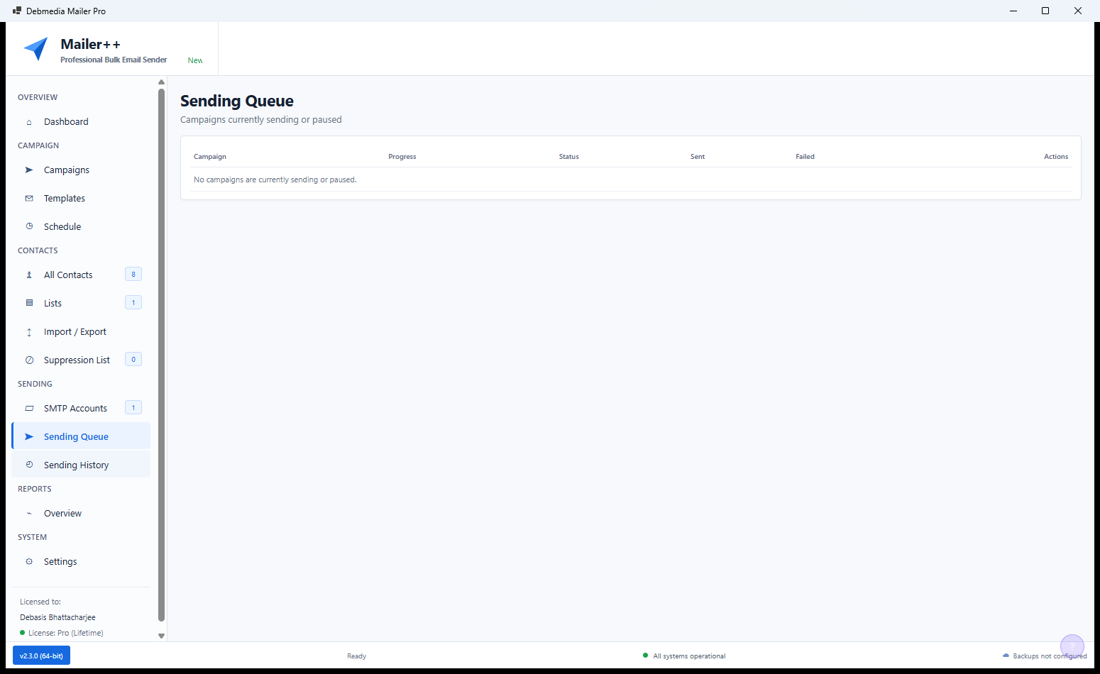 Mailer++ Analytics showing per-campaign performance metrics including open rate, click rate, bounce rate, unsubscribe rate and a click map for link tracking