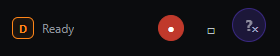 Screen Recorder++ compact floating toolbar showing the app icon, Ready status, red REC button and settings icon for minimal-footprint recording control