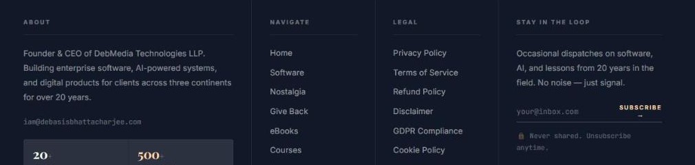 Website footer with the Stay in the Loop sign-up form