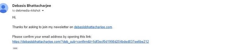 The confirmation email in Gmail with a confirmation link