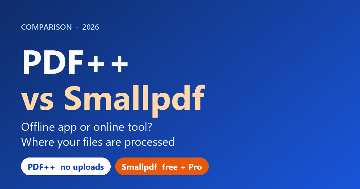 PDF++ vs Smallpdf (2026): Offline App or Online Tool?