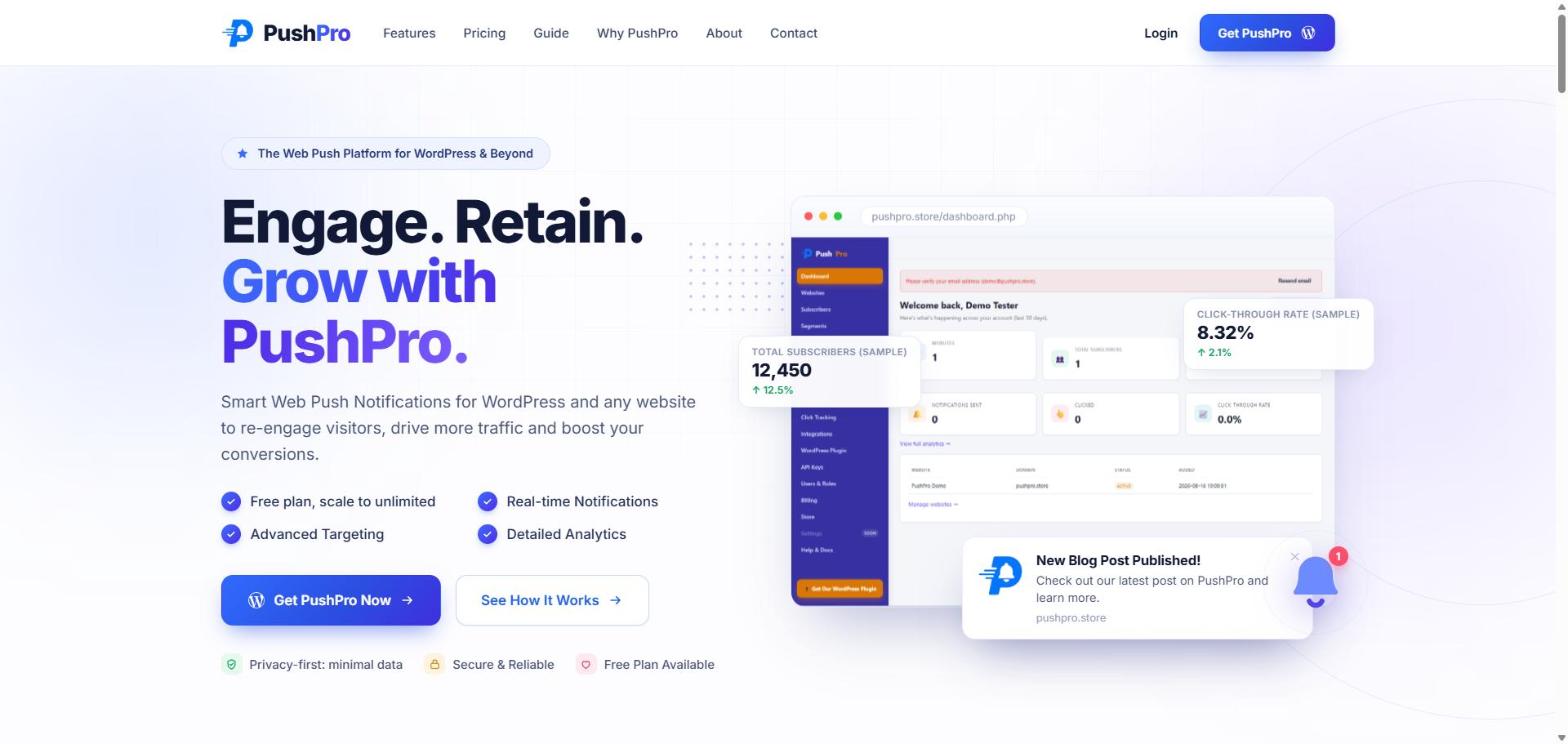PushPro — web push notification platform