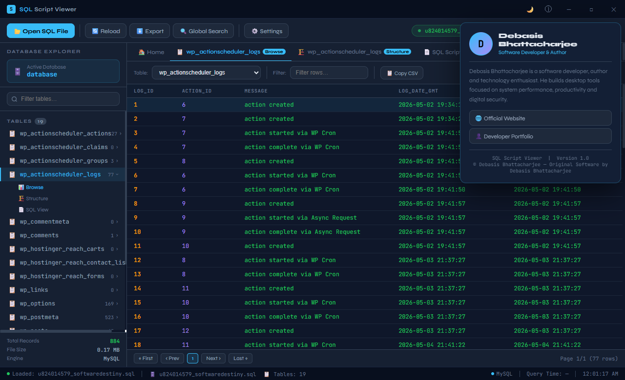 SQL Script Viewer